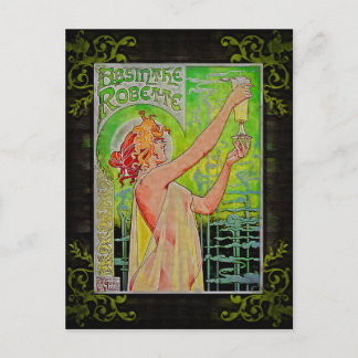 Carte Postale Unique Absinthe Vintage Fée Verte