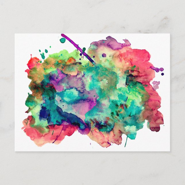 Carte Postale Unique, Gras, Coloré Aquarelle Peinture (Devant)
