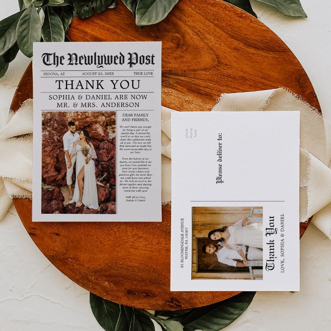 Carte postale unique Mariage journal Merci (Créateur téléchargé)
