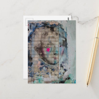 Carte Postale Unique person mixed media Collage pink star