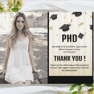 Carte Postale Unique Photo PhD Fête de Remise des Diplômes Merci