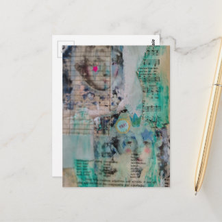 Carte Postale Unique YAY person mixed media Collage