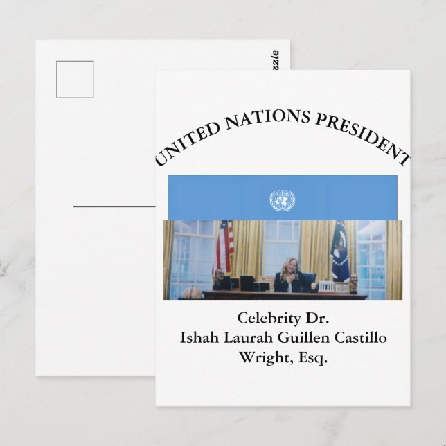 CARTE POSTALE #UNITEDNATIONSPRESIDENT DR. #LAURAHCASTILLOS ESQ. (Devant / Derrière)