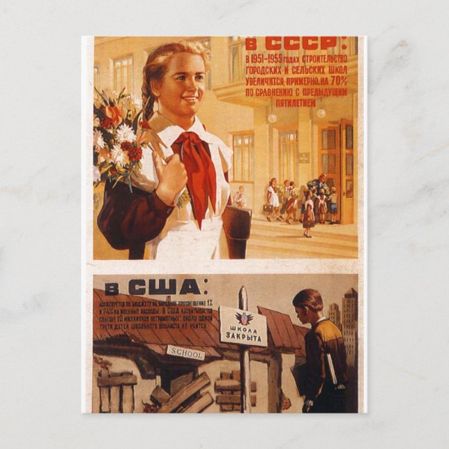 Carte Postale URSS CCCP Guerre froide Union soviétique Propagati (Devant)