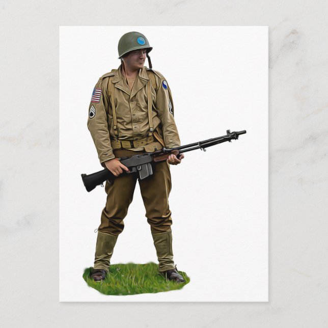 Carte Postale US 29th Infantry Division - BAR Gunner (Devant)