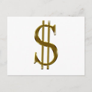 Carte Postale $ US dollar signe or