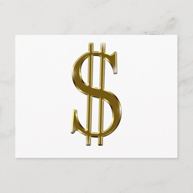 Carte Postale $ US dollar signe or (Devant)