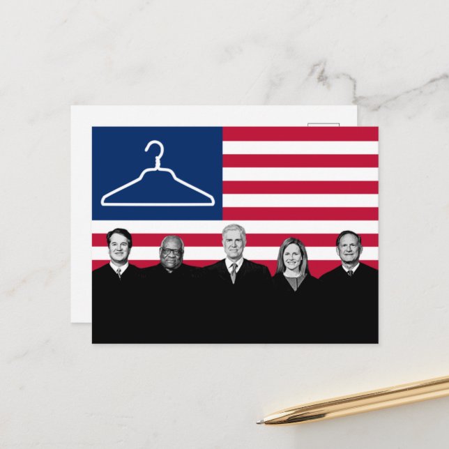 Carte Postale US Drapeau Porte-manteaux SCOTUS (Devant/Arrière en situation)