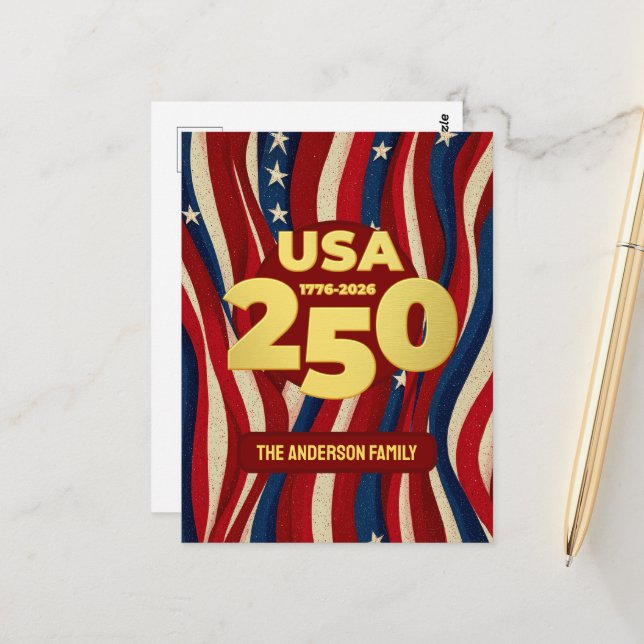 Carte Postale USA 250 Years Custom Patriotic  (Devant/Arrière en situation)