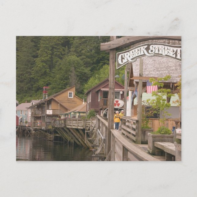 Carte Postale USA, Alaska, Ketchikan, Creek Street, centre-ville (Devant)