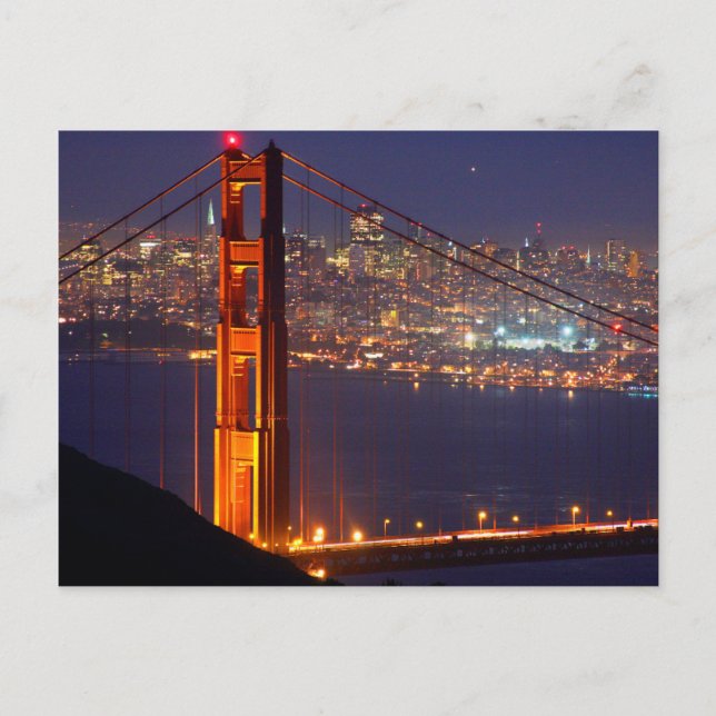 Carte Postale USA, Californie. Pont Golden Gate La Nuit (Devant)