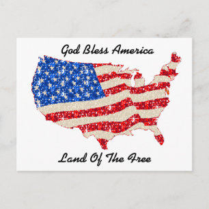 Carte postale USA Drapeau Dieu béni Amérique