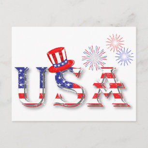 Carte Postale USA en étoiles et en bandes