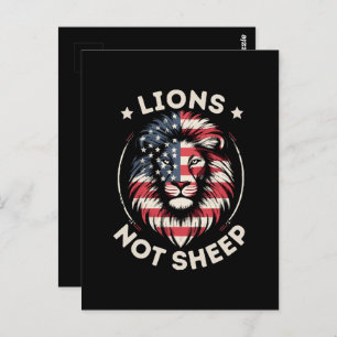 CARTE POSTALE USA FLAG, LIONS NON SHEEP