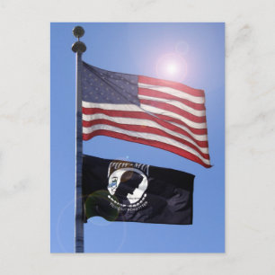 CARTE POSTALE USA FLAG & POW MIA FLAG