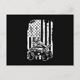 Carte Postale USA Flag Quad Racing ATV Rider Offroad Gift