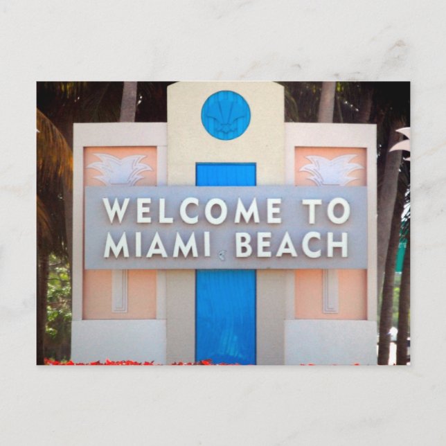 Carte Postale USA - Floride - Miami Beach - Affiche de bienvenue (Devant)