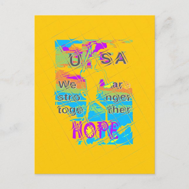 Carte Postale USA Hope : Conception texturée colorée (Devant)