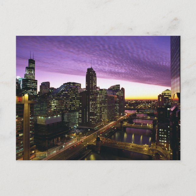 Carte Postale USA, IL, Chicago. Ligne d'horizon de Chicago et ri (Devant)
