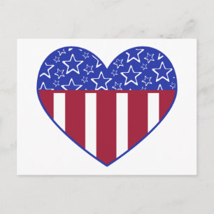 Carte postale USA Red White and Blue Heart