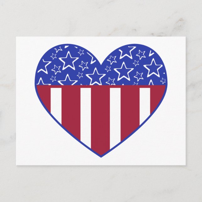 Carte postale USA Red White and Blue Heart (Devant)