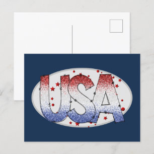 Carte Postale USA Shimmer et Stars Word Art
