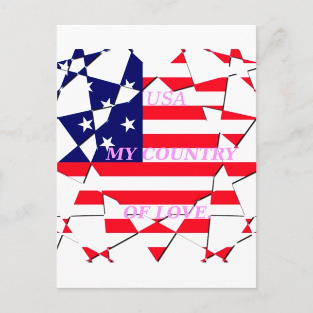 Carte Postale USA Star Spangled Love My Country of Love (Devant)