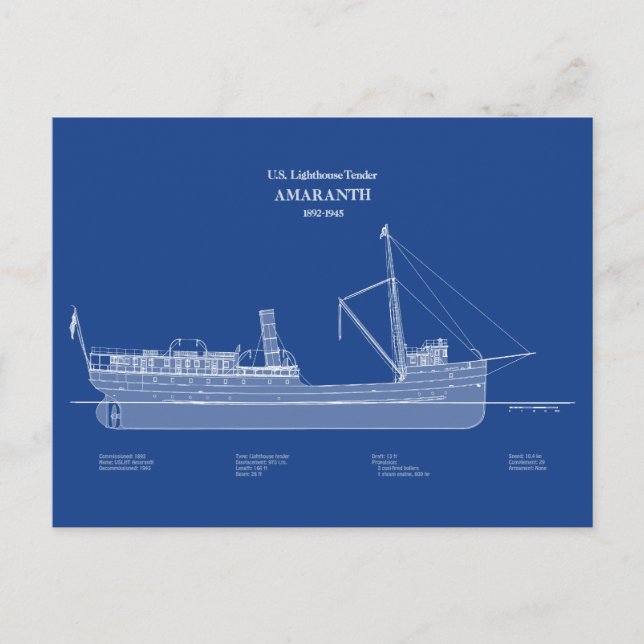 Carte Postale USCG Lighthouse Tender Amaranth - ABD (Devant)