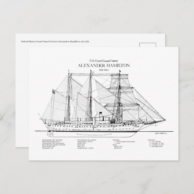 Carte Postale USCGC Alexander Hamilton wix-272 - SBD (Devant / Derrière)
