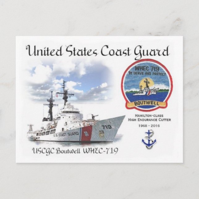 CARTE POSTALE USCGC BOUTWELL WHEC-719 CUTTER (Devant)