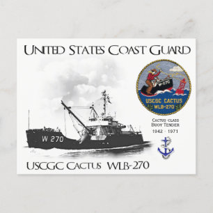 CARTE POSTALE USCGC CACTUS WLB-270 BUOY TENDER
