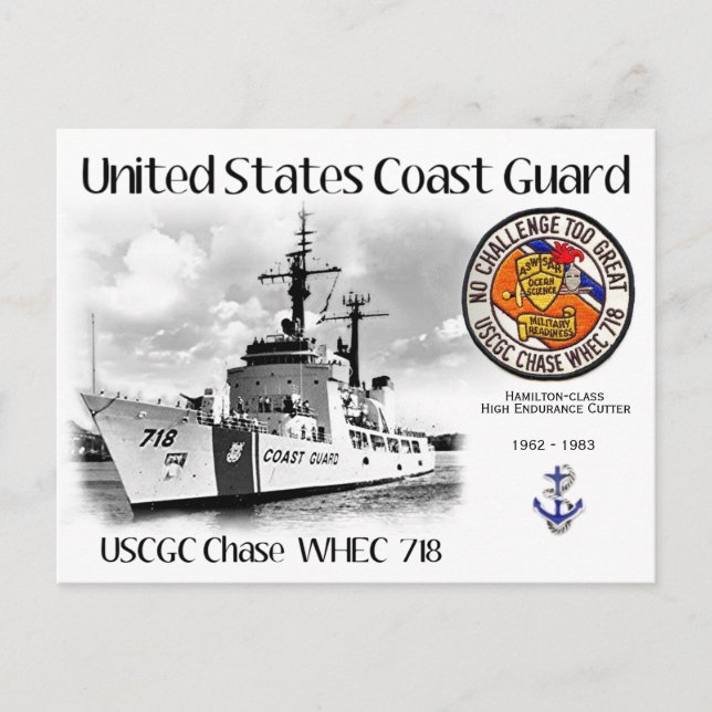 CARTE POSTALE USCGC CHASE WHEC 718 CUTTER (Devant)