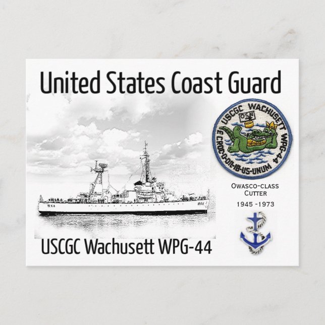 CARTE POSTALE USCGC WACHUSETT WPG-44 CUTTER (Devant)