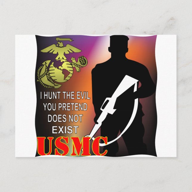 Carte Postale USMC I Hunt Le Mal Que Vous Prétendez N'Existe Pas (Devant)