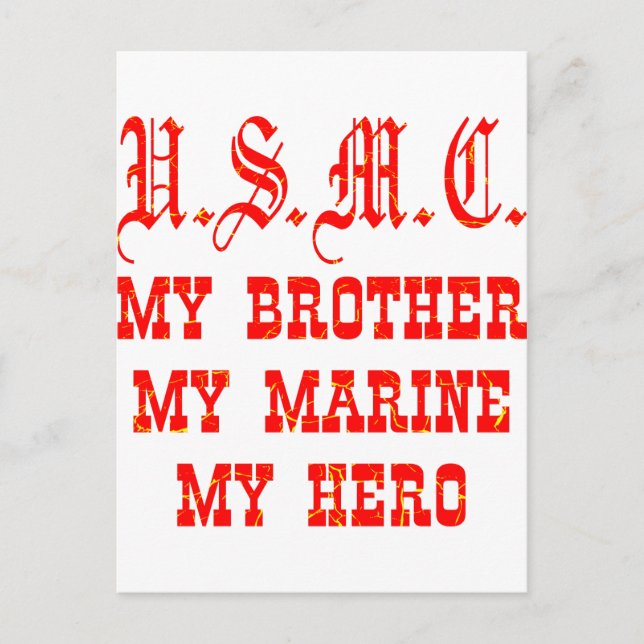 Carte Postale USMC Mon frère Ma Marine Mon héros (Devant)