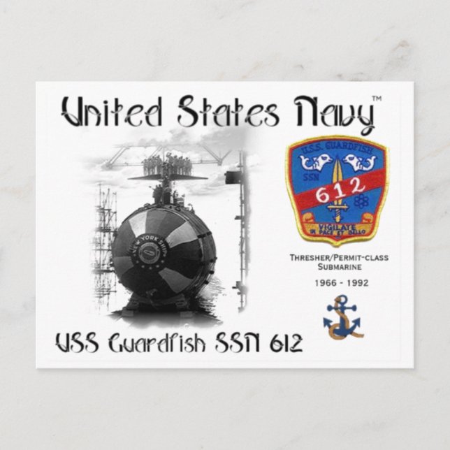 CARTE POSTALE USS GUARDFISH SSN-612 (Devant)