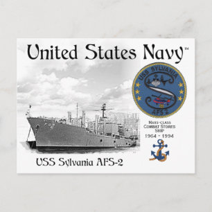 CARTE POSTALE USS SYLVANIA ATS-2 COMBAT STORES NAVIRE