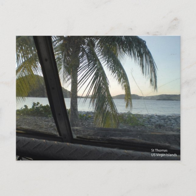Carte Postale USVI St Thomas d'une jeep battue (Devant)