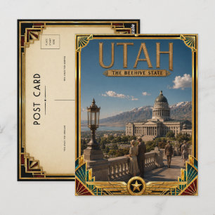 Carte Postale Utah Art Déco Vintage de l'Âge d'Or