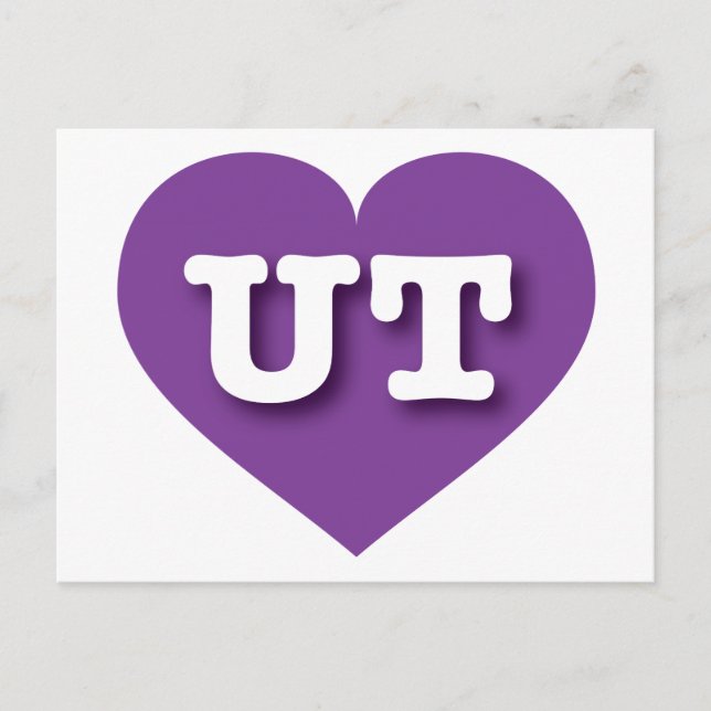 Carte Postale Utah Purple Heart - J'aime UT (Devant)
