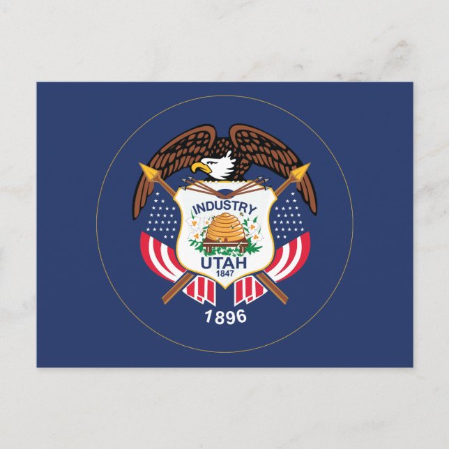 Carte Postale Utah State Flag Modern Beehive Star Land of Zion (Devant)