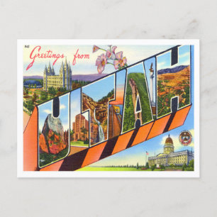 Carte postale Utah Vintage Big Letters