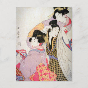 Carte Postale Utamaro Geishas avec Tipsy Client