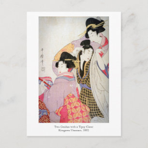 Carte Postale Utamaro Geishas avec Tipsy Client