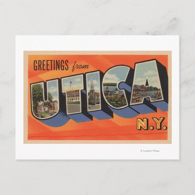 Carte Postale Utica, New YorkGrandes lettres ScènesUtica, NY (Devant)