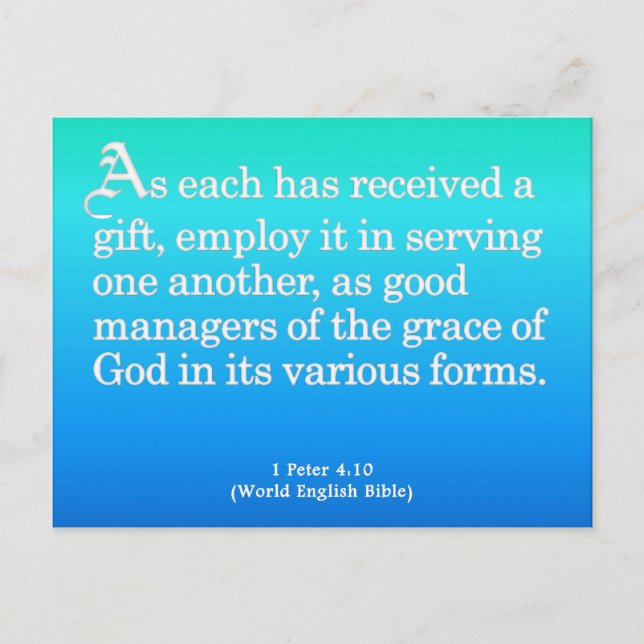 Carte Postale Utilisation des dons de Dieu 1 Pierre 4:10 (Devant)