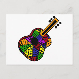 Carte Postale UV- Conception de guitare d'art populaire coloré
