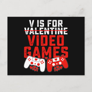 Carte Postale V est pour Jeux Vidéos Jeu Joueur Saint Valentin