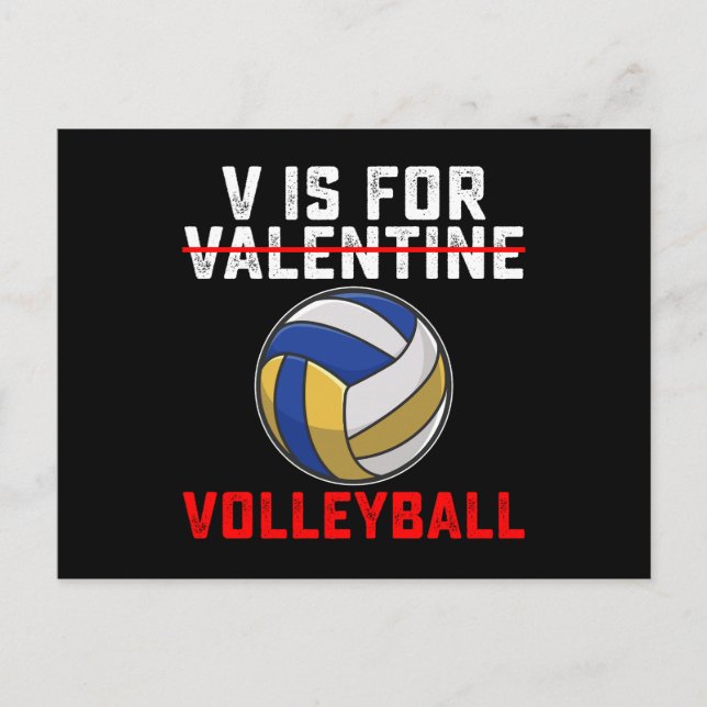 Carte Postale V est pour le volleyball sport Saint-Valentin (Devant)