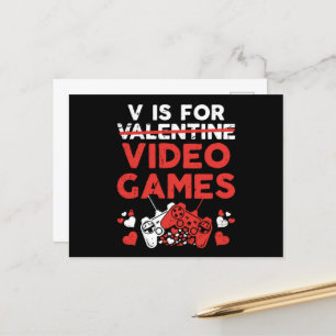 Carte Postale V est pour les jeux vidéo Valentine Gamer
